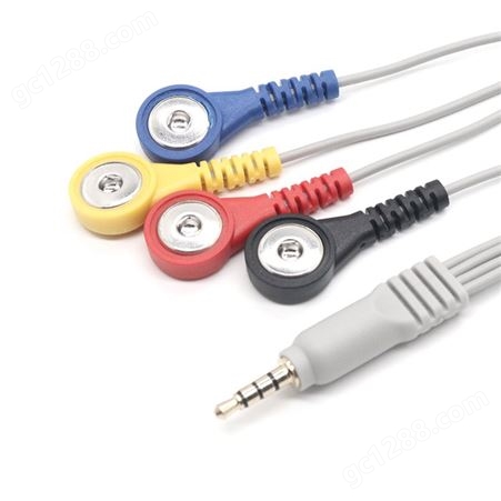 加工3.5四级音频转4.0扣子理疗线一拖四电极联导线ECG扣子连接线