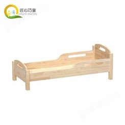 橡木单层板拼单人床 按需定制实木双人儿童床 幼儿园家具生产厂家