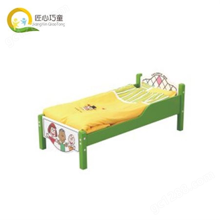 橡木单层板拼单人床 按需定制实木双人儿童床 幼儿园家具生产厂家