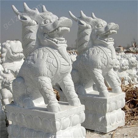 石雕麒麟貔貅 花岗岩石材动物雕塑 仿古青石麒麟神兽雕刻