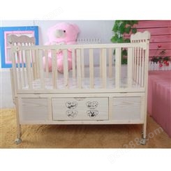 实木多功能无漆婴儿宝宝床 可拼接大床 接受定制