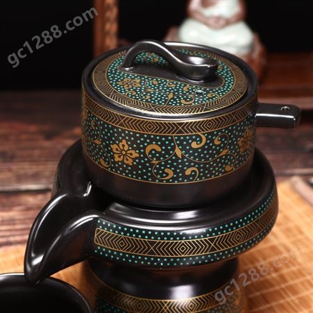 小磨自动茶具套装生产厂家 公司周年庆礼品 喝茶茶盏 锦绣