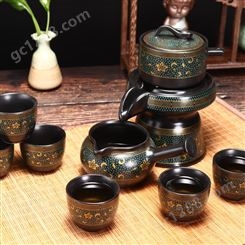 小磨自动茶具套装生产厂家 公司周年庆礼品 喝茶茶盏 锦绣
