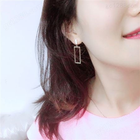 【今泊二】百搭韩款几何形简单款钛钢耳环女式玫瑰金防过敏耳环饰品批发
