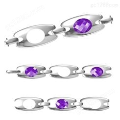 时尚流行小清新钛钢手链 定做镶嵌紫色水晶石 不锈钢饰品加工生产